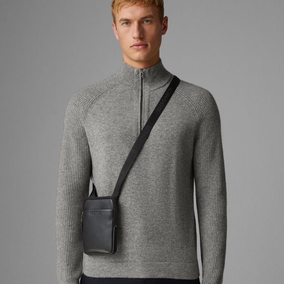 BOGNER Dash Half-Zipper Knitted Gray Pullover - Size L - 2023 - MSRP $450 - New